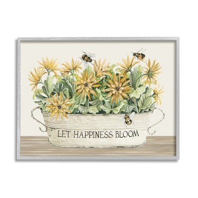 Stupell Happiness Bloom Bumble Bee Framed Giclee