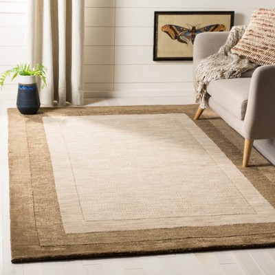 Beige and Brown Hand-Tufted Wool 4' x 6' Area Rug
