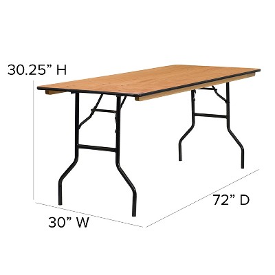 6-Foot Medium Wood Rectangular Folding Dining Table