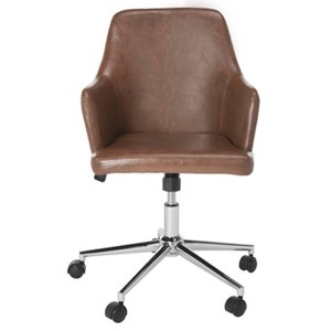 Cadence Swivel Office Chair Brown/Chrome - Safavieh