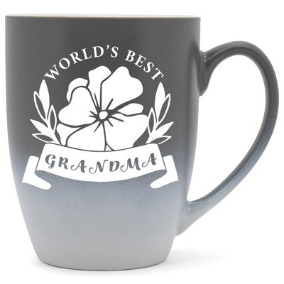 Elanze Designs World'S Best Grandma Two Toned Ombre Matte Grey and White 12 ounce Ceramic Stoneware Coffee Cup Mug