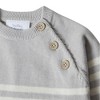 Stellou & Friends 100% Cotton Striped Infant Baby Long Sleeve Sweater with Shoulder Button Closure - 0-3 Months / Gray with White Stripes - 2 of 4