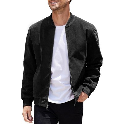 COOFANDY Men's Casual Varsity Jacket Vintage Lightweight Suede Bomber Jackets Light Brown S — фото 7