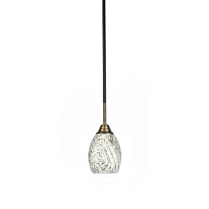 Toltec Lighting Paramount 1 - Light Pendant in  Matte Black/Brass with 5" Natural Fusion Shade - 1 of 1