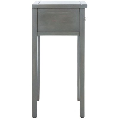 Ash Grey Elm Wood Nightstand with Drawer