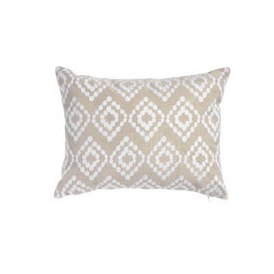 14"x18 Braxton Geometric Crewel Embroidered Lumbar Throw Pillow Gray/White - Sure Fit