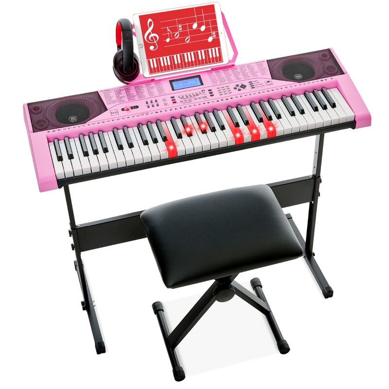 Best Choice Products 61-Key Beginners Complete Electronic Keyboard Piano Set w/ LCD Screen, Lighted Keys, 1 of 8