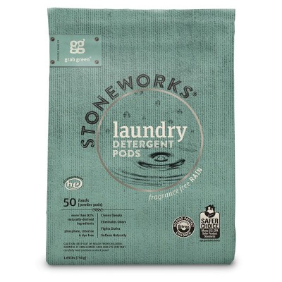 Grab Green Stoneworks Laundry Detergent Pods, Fragrance Free Rain Scent