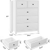 Tall 5 Drawer Dresser with Deep Drawers & Metal Knobs, Modern Wooden Double Chests of Drawers for Kids Bedroom, Entryway, Hallway - 2 of 4