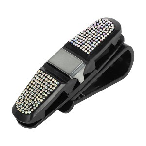 Unique Bargains Car Sun Visor Sunglasses Holder with Cards Clip for Car ABS 1 Pc Colorful Faux Diamond - 1 of 4