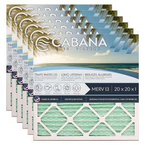 Cabana Air Filters 6 Pack Home HVAC Furnace Air Filters, Capture Unwanted Particles with Pleated Design, MERV 13, 20 x 20 x 1, White - 1 of 4
