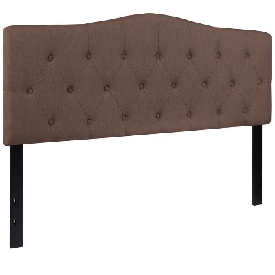 Camel Tufted Upholstered Queen Size Headboard with Diamond Stitch
