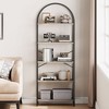 5 Tier Open Bookshelf, Industrial Arched Bookcase Display Shelf Racks, Wooden Bookcase Storage Shelves Metal Frame, Tall Storage Organizer, Black - 2 of 4