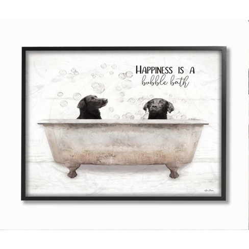 Stupell Industries Animal Bathroom Happiness Is A Bubble Bath Dog Quote ...