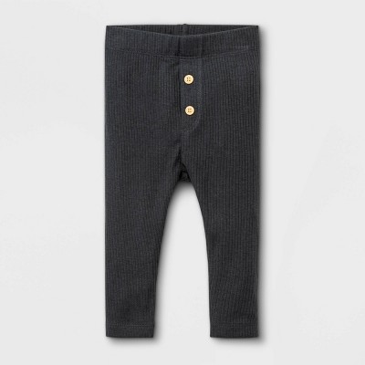 Image of Baby Girls' Rib Leggings - Cat & Jack™ Charcoal Gray 3-6M