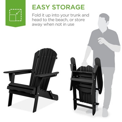 Black Folding Wooden Adirondack Chair with Arms
