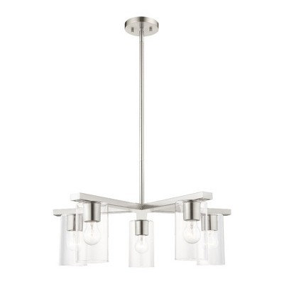 Zurich 26" Brushed Nickel and Crystal 5-Light Chandelier