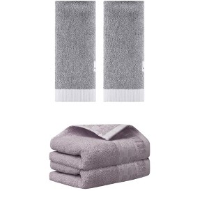REGALWOVEN 4 Pcs Solid Soft Absorbent Hand Towel Set for Bathroom, Camping, Gym - 1 of 4