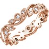 Pompeii3 1/4ct Diamond Eternity Ring 14k Rose Gold Scroll Vintage Leaf - 3 of 4