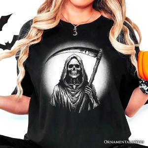 Grim Reaper Spooky Portrait T-Shirt, Horror Villain Theme Halloween Tee Black 3XL - 1 of 4