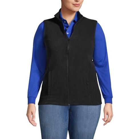 Lands' End Women's Plus Size Thermacheck 100 Fleece Vest - 2x - Black ...