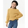 Girls Crewneck Knit Pullover Sweaters Long Lantern Sleeve Oversized Knit Cute Jumper Tops - 4 of 4