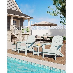 coucheta Folding Adirondack Chairs, HDPE Outdoor Patio Chairs All Weather Resistant with Wood Texture for Fire Pit, Deck, Patio, Pool, 1pcs - 1 of 4