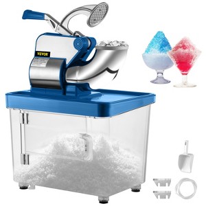 VEVO 110V Commercial Electric Ice Shaver 440lbs/h, Snow Cone Machine with Dual Blades, Stainless Steel Shaved Ice Machine for  School, Church, Blue - 1 of 4