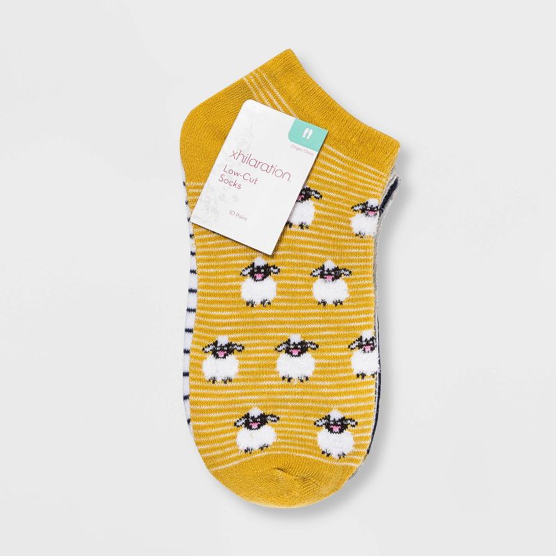 Women&#39;s Farm Animal 10pk Low Cut Socks - Xhilaration&#8482; Gray/Blue/Yellow 4-10, 2 of 3