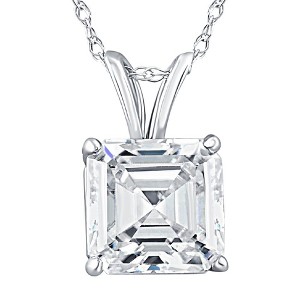 Pompeii3 2 CT Asscher Cut Solitaire Pendant Necklace in 14k White, Yellow, or Rose Gold - 1 of 4