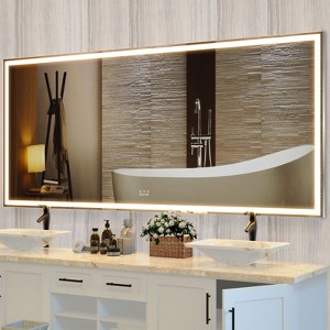 Yukimo 72x32 Inch LED Bathroom Mirror, Wall Mounted Mirror with 3 Color Modes, Aluminum Frame Full Length Lighted Mirror - 1 of 4
