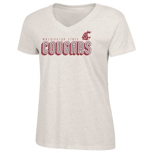 NCAA Washington State Cougars Women's Oatmeal V-Neck T-Shirt - 1 of 3