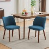 Set of 4/6 Modern Dining Chairs, Linen Upholstered, Wood Legs - 2 of 4