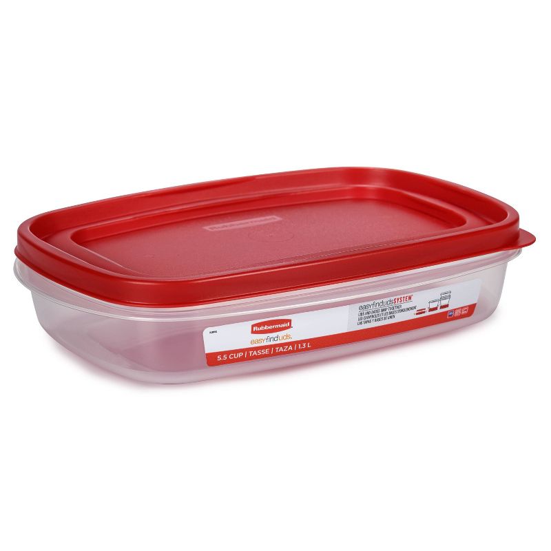 Rubbermaid Easy Find Lids 5.5 Cup Plastic Rectangle Food Storage Container Clear, 1 of 7