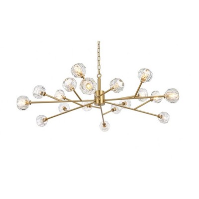 Gold Modern 18-Light Crystal LED Pendant Chandelier
