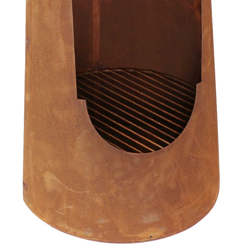 Sunnydaze Outdoor Backyard Patio Steel Santa Fe Wood-Burning Fire Pit Chiminea with Wood Grate - 50" - Rustic Finish, 5 of 12