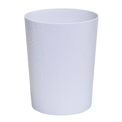 10L Hammered Round Waste Bin White - Bath Bliss