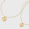 14K Gold Dipped Floral Heart Shape Pendant Necklace Set 2pc - 4 of 4