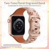 HTUTWOO Floral Engraved Bands Compatible With Apple Watch Band ,For Women,Cute Flower iWatch Bands Soft Silicone Sport Strap For iWatch Series - 2 of 4