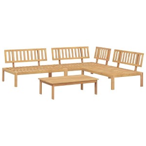vidaXL 4 Piece Patio Pallet Sofa Set - Solid Acacia Wood Outdoor Garden Seating Furniture - Table and 3 Sofas - Modular Design - No Cushions - 1 of 4