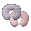 Bacati - 3 pc Emma Aztec Coral/Navy Large Triangles Muslin Hugster Feeding & Infant Support Nursing Pillow with 2 removable zippered covers - 3 of 4