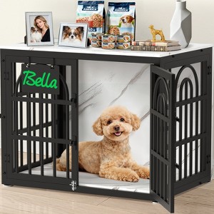 JOEJOY Large Decorative Pet Dog Crate Table Furniture,Multi-Size Dog Cage House,Three-Sided Access Doors,Thickened Wooden Dog Kennel - 1 of 4