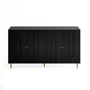 Lyngins Sideboard Buffet Cabinets with 4 Doors,Metal Legs,Handles,Lacquered Wooden Coffee Bar Cabinets,Credenzas for Kitchen,Entryway - 1 of 4