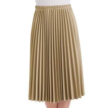 Collections Etc Classic Pleated Mid-Length Jersey Knit Midi Skirt with Comfortable Elastic Waistband