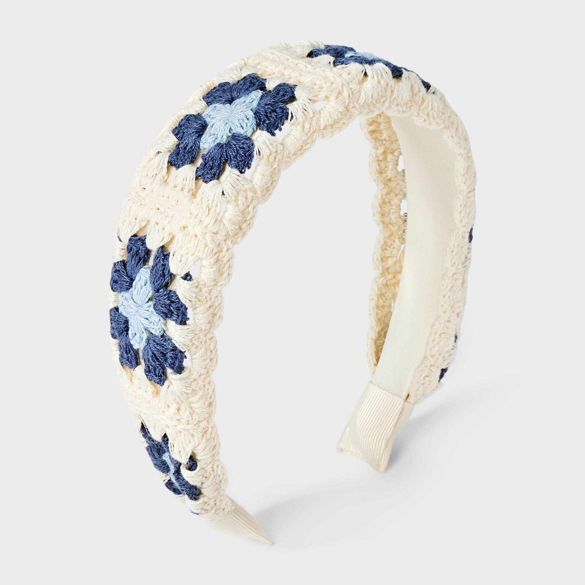 Girls' Floral Knitted Headband - Cat & Jack™ Blue/Cream