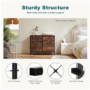 Gulches Modern Tall Fabric Storage Dresser, Brown, Wooden Top, 6 Drawers, Steel Frame, Anti-Tipping - 1 of 4