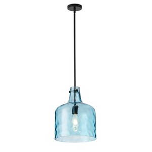 Dewdrop Coastal Beach Style Single Pendant Light Blue Ripple Glass Shade Aqua Teal Transparent ETL For Kitchen Island - 1 of 4