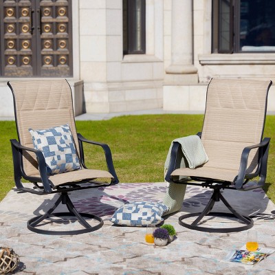 2pc Steel Patio Swivel Chairs Cream - Lokatse