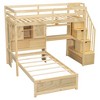 NicBex Twin over Twin Bunk Bed with Desk Wooden Bed Frame with Cabinet, Shelves, Storage Stairs and Guardrail, No Box Spring Required - 3 of 4