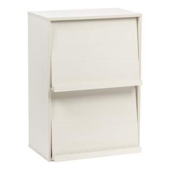 IRIS Open Wood Shelf with Pocket Door, Off White